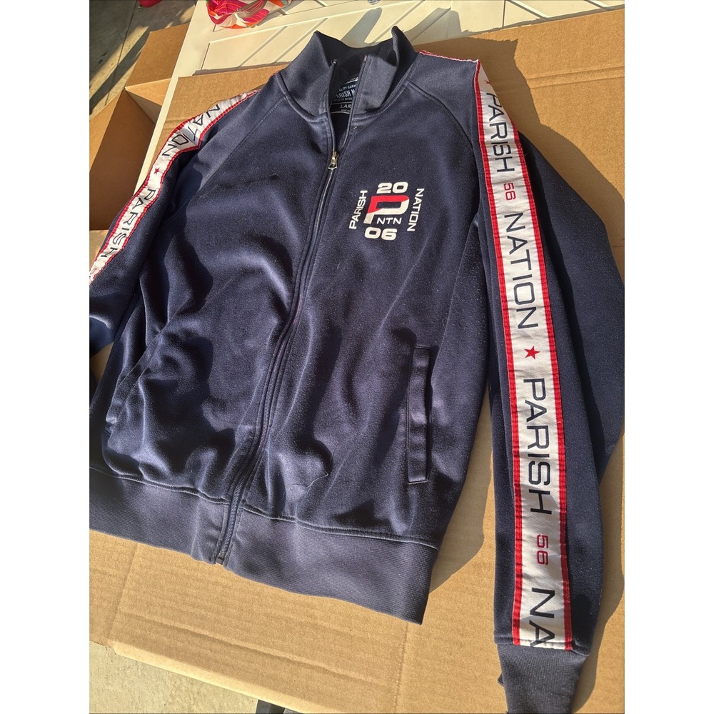 Parish Nation Full Zip Crew Neck Sweatshirt Size Large
